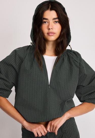 Technical check sweatshirt — Khaki 2
