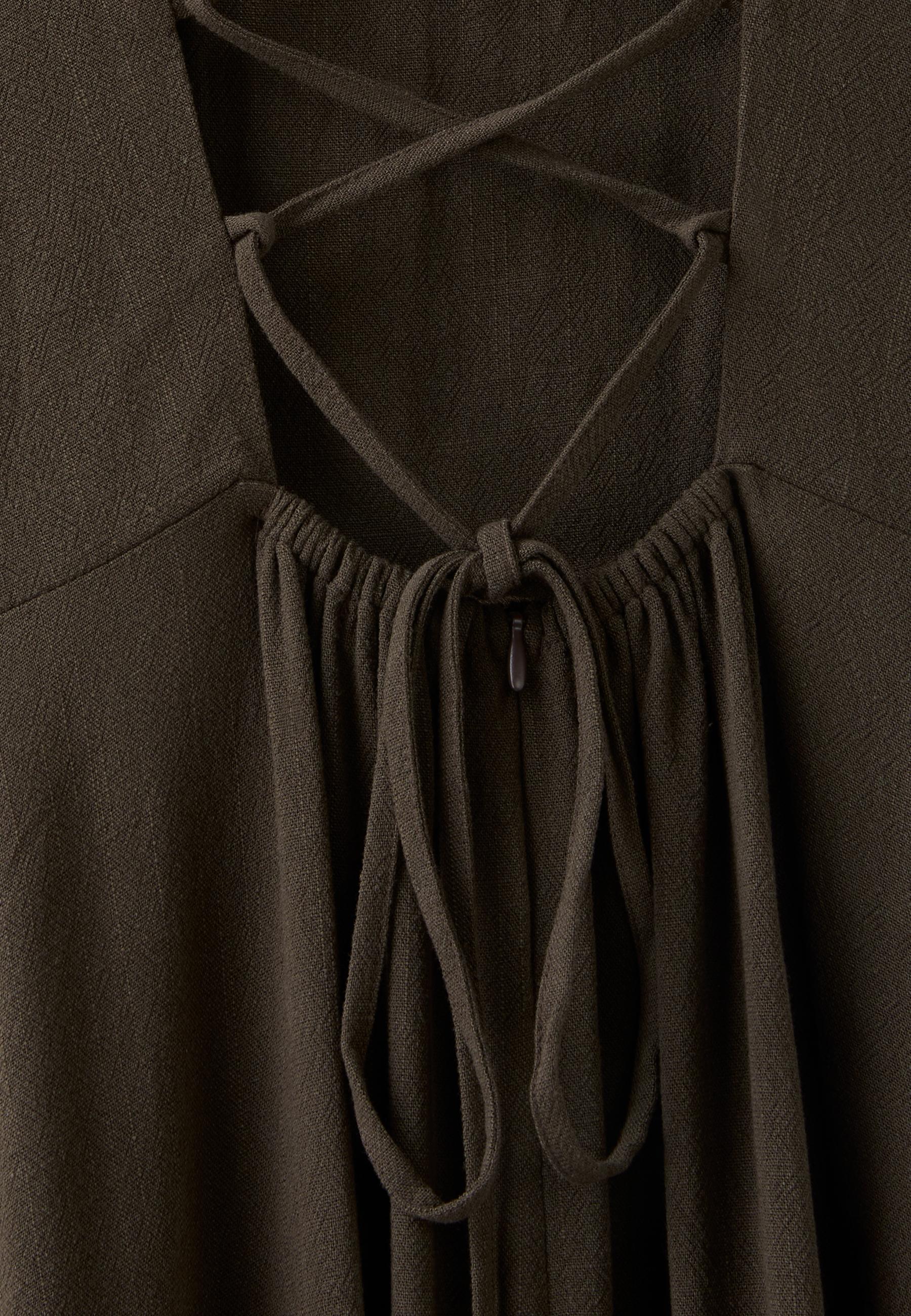 Midi dress with tie-back — Brown
