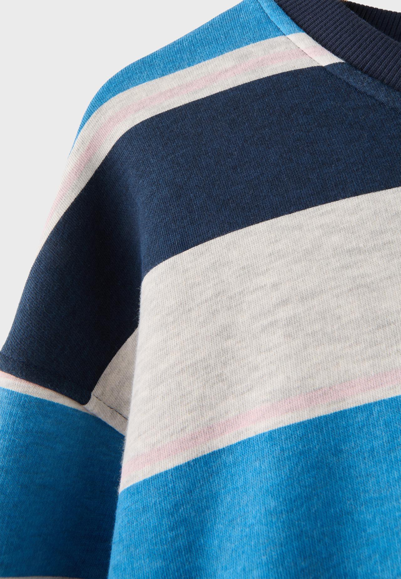 Striped puff-hem sweatshirt — Grey melange
