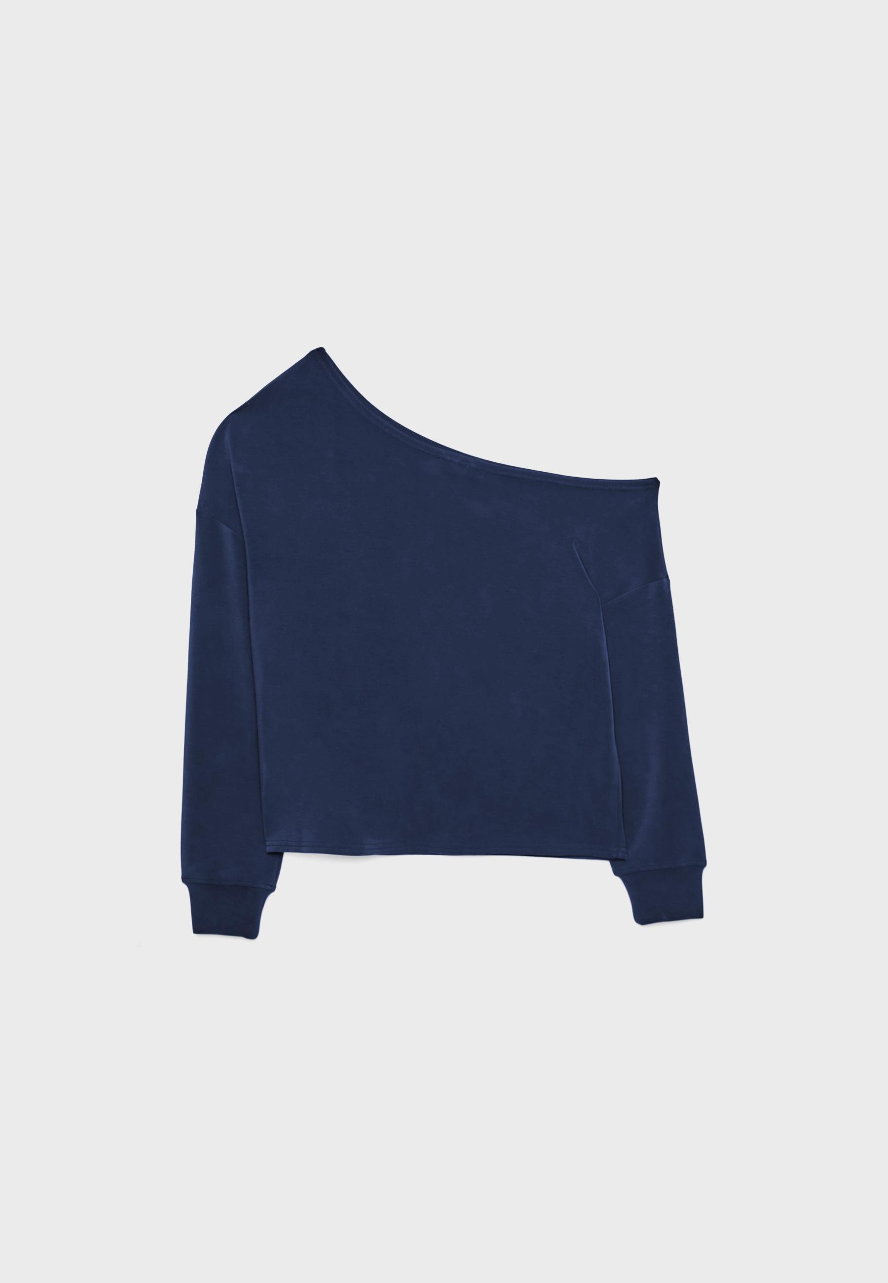 Soft-touch off-the-shoulder sweatshirt — Dark blue