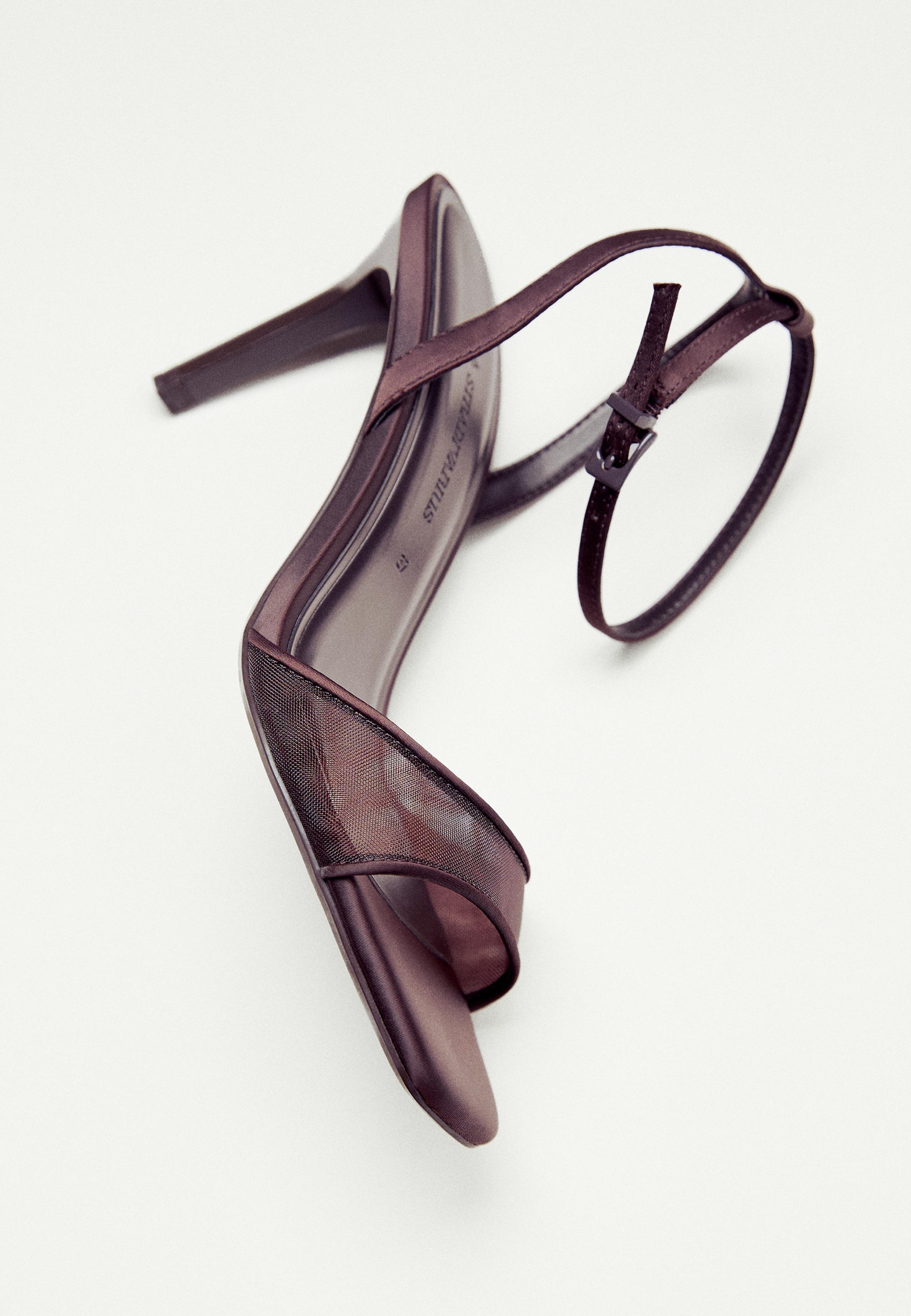 Stiletto heel mesh sandals — BROWN