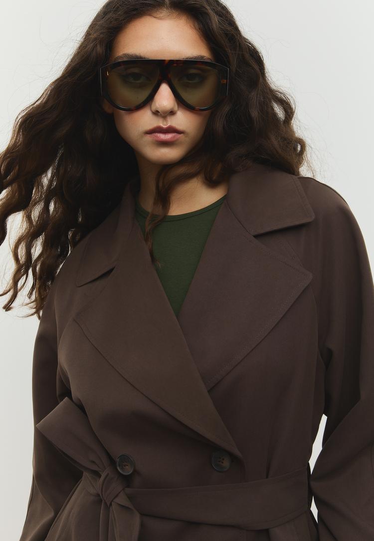 short flowing trench coat with belt