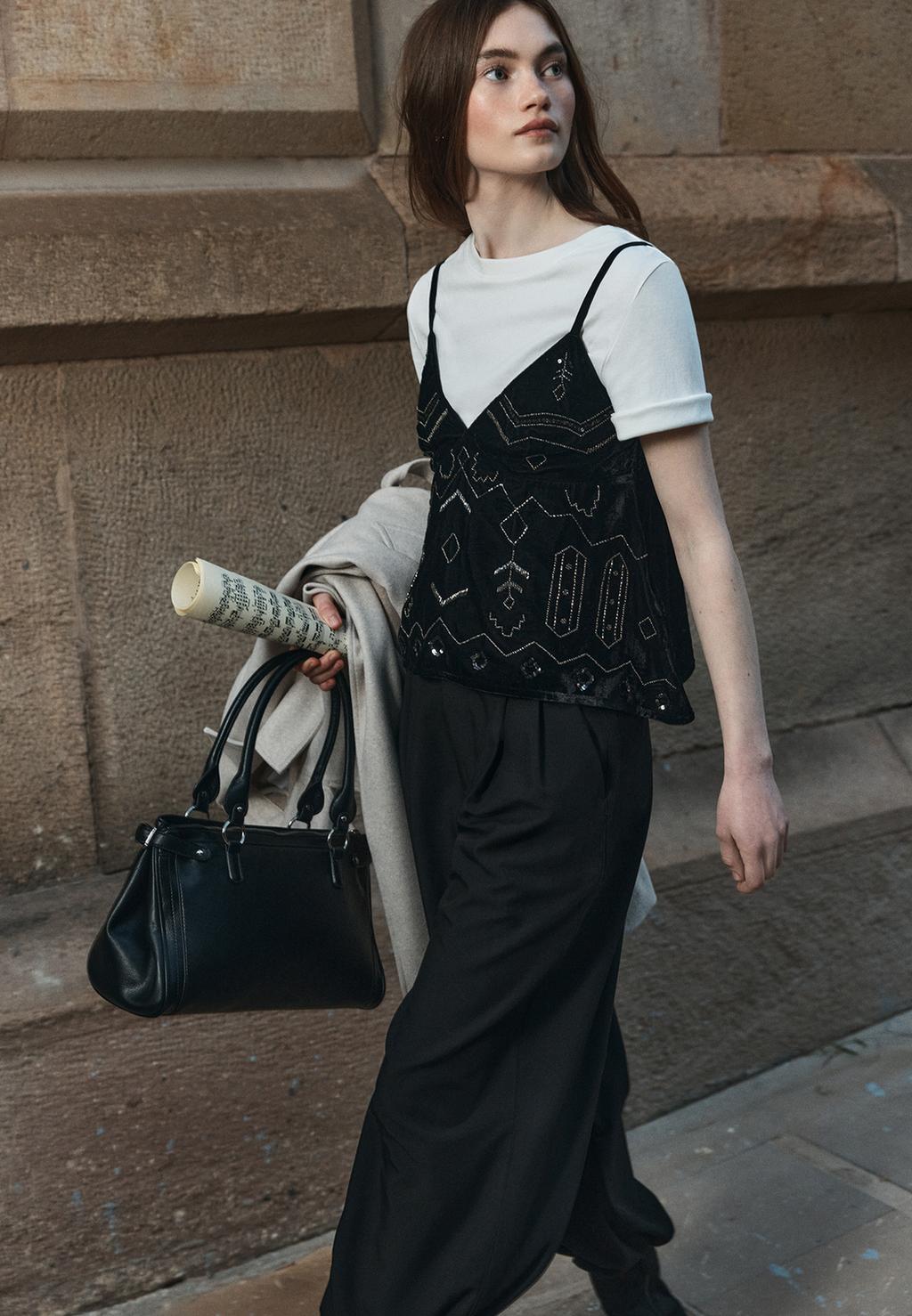 Zincirli suni deri omuz çantası