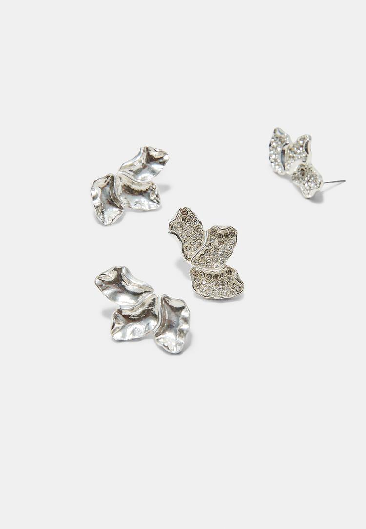 Set of 2 mini fan earrings — Grey