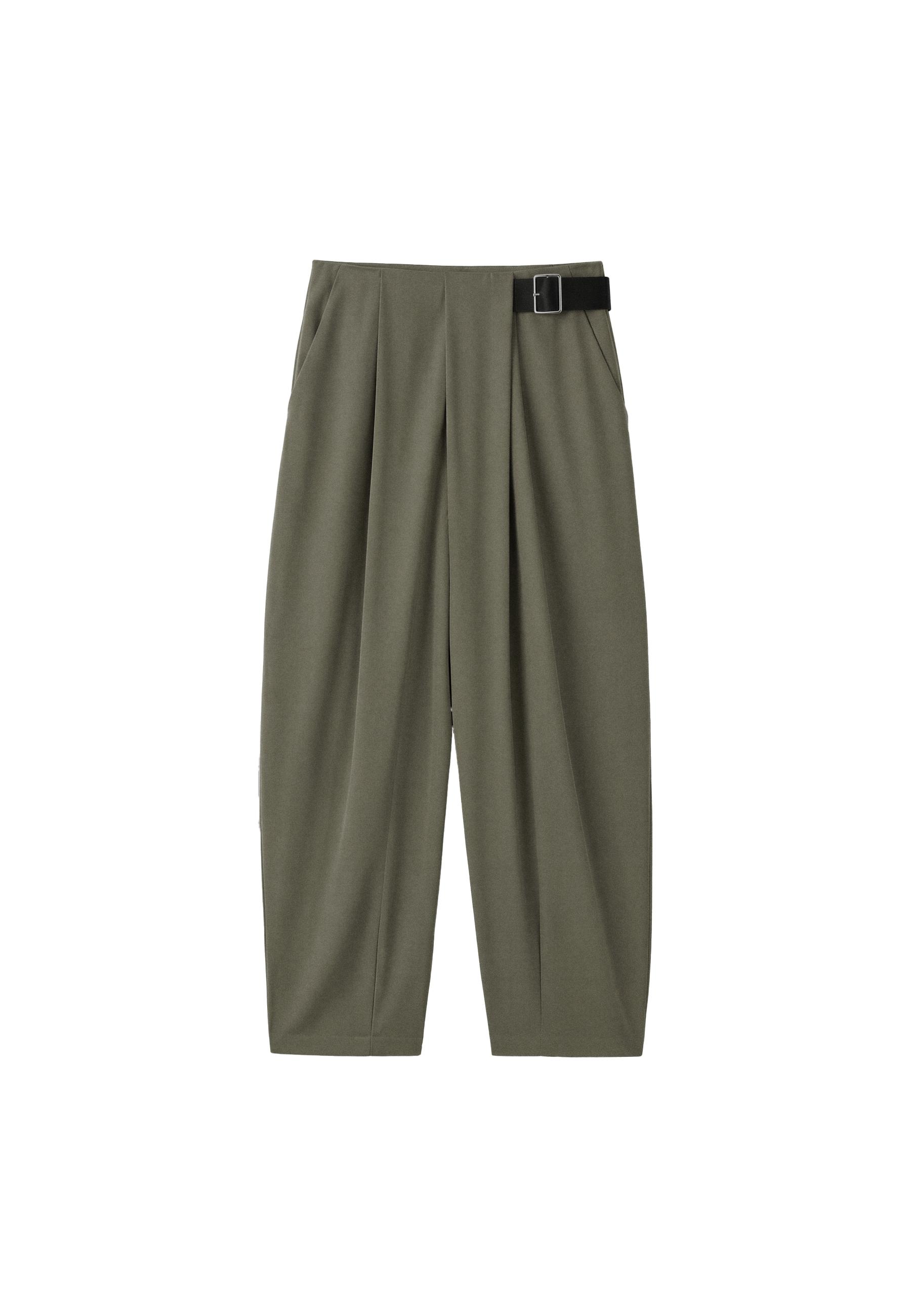 Darted smart trousers with belt — Khaki