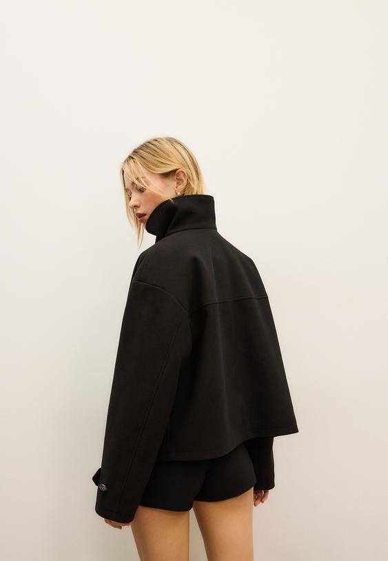 cazadora cruzada cuello alto tacto suave