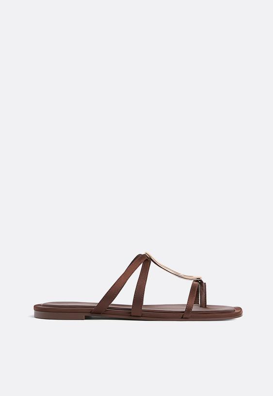 flat sandals with metal detail