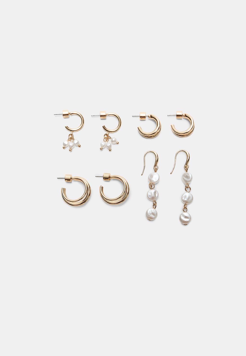 Set 4 pendientes aros y perlas