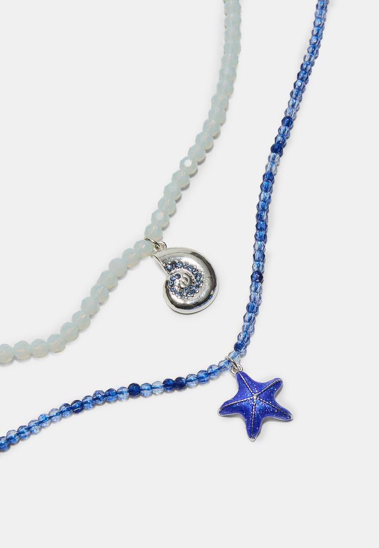 Stradivarius Σετ Κολιέ Με Χάντρες Θαλάσσης Γκρι Os φωτογραφία