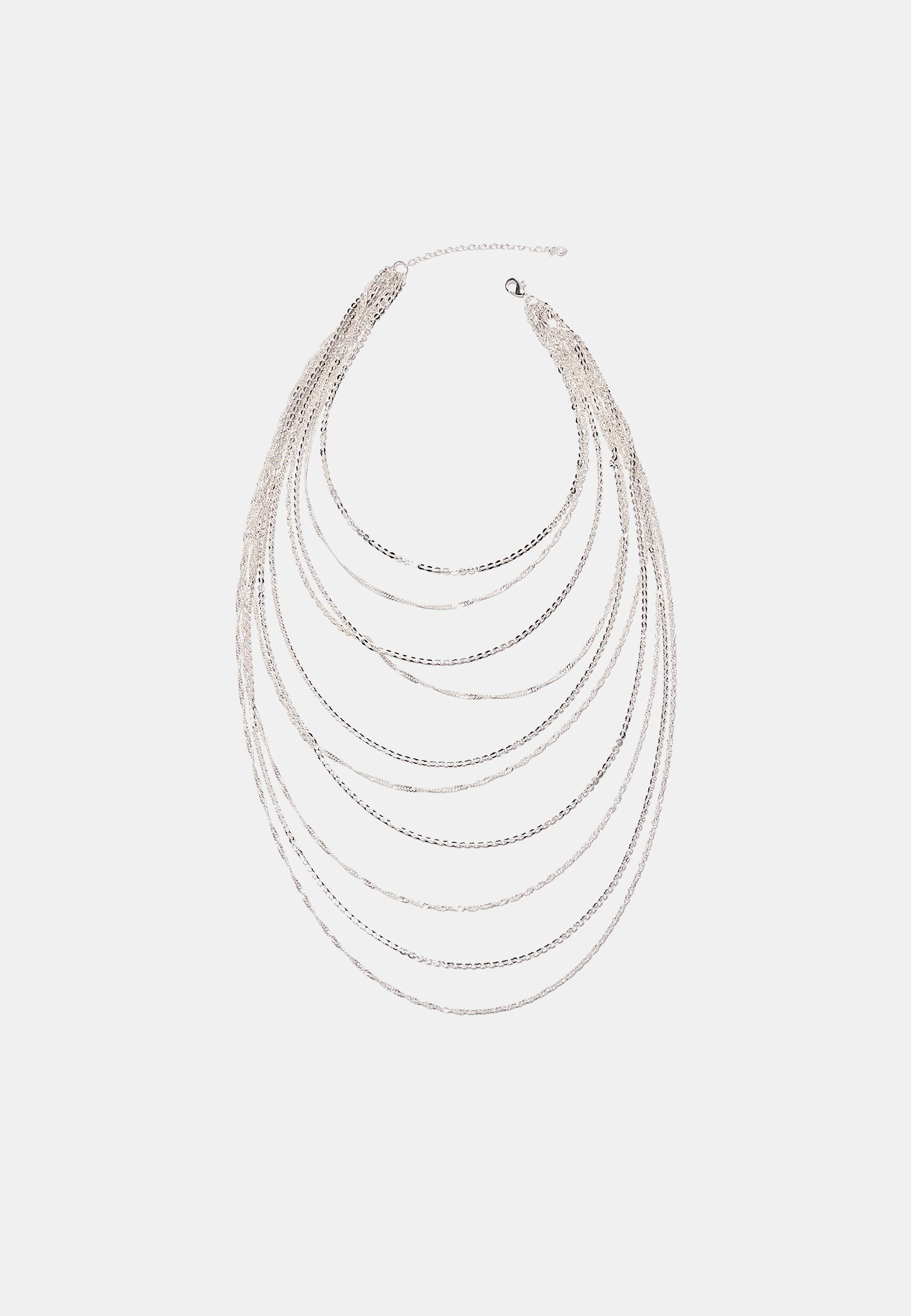 Long multi-chain necklace — Grey