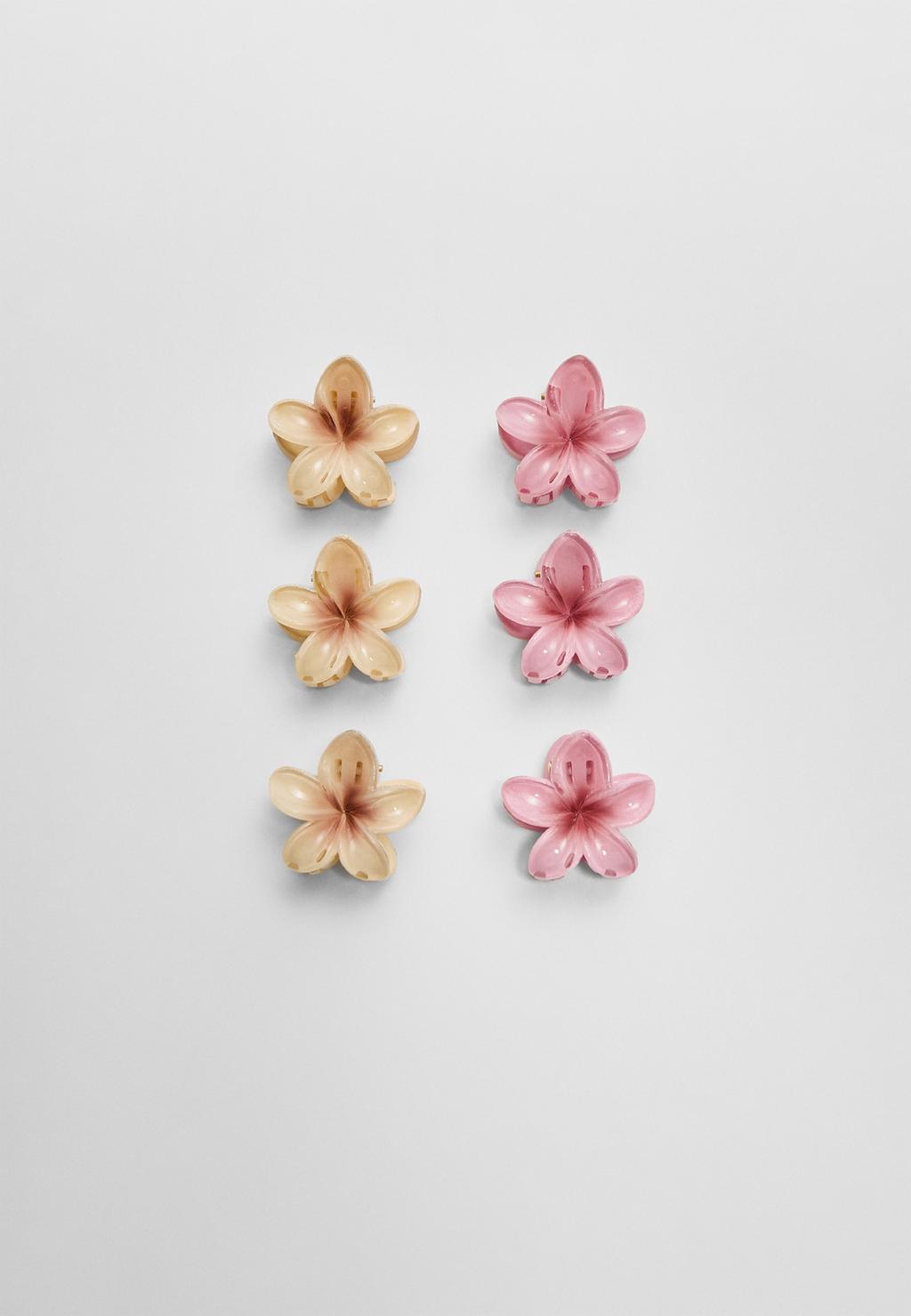 Set of 6 mini flower hair clips