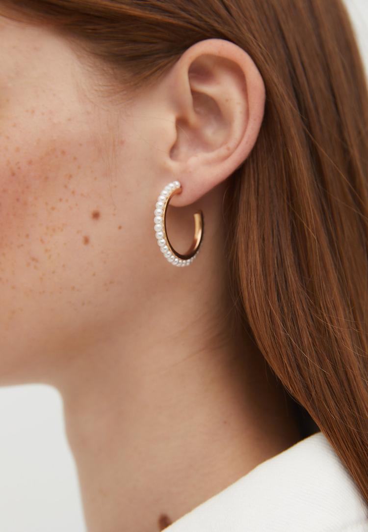 set 9 pendientes y aros con perlas