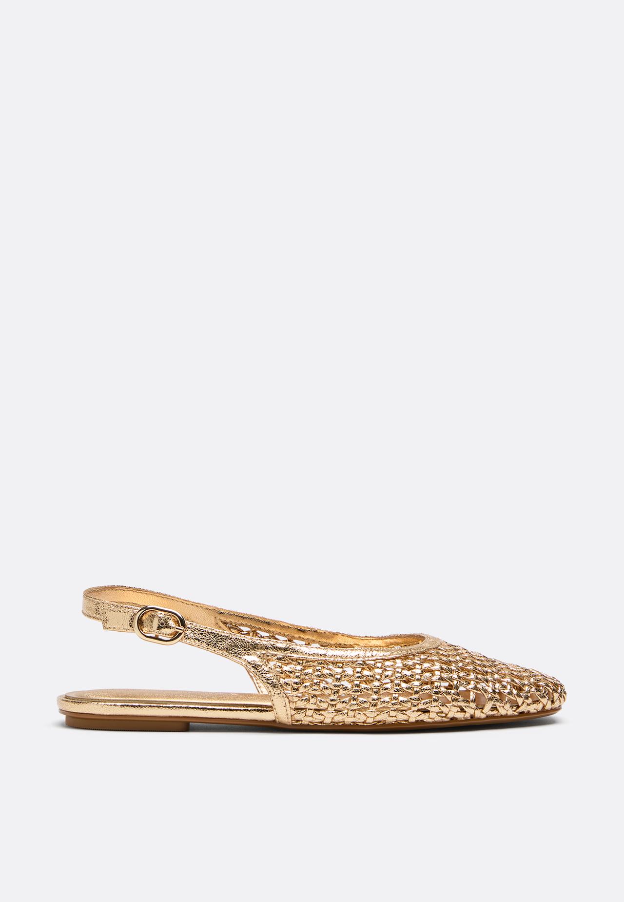 Braided slingback ballerina flats — GOLD