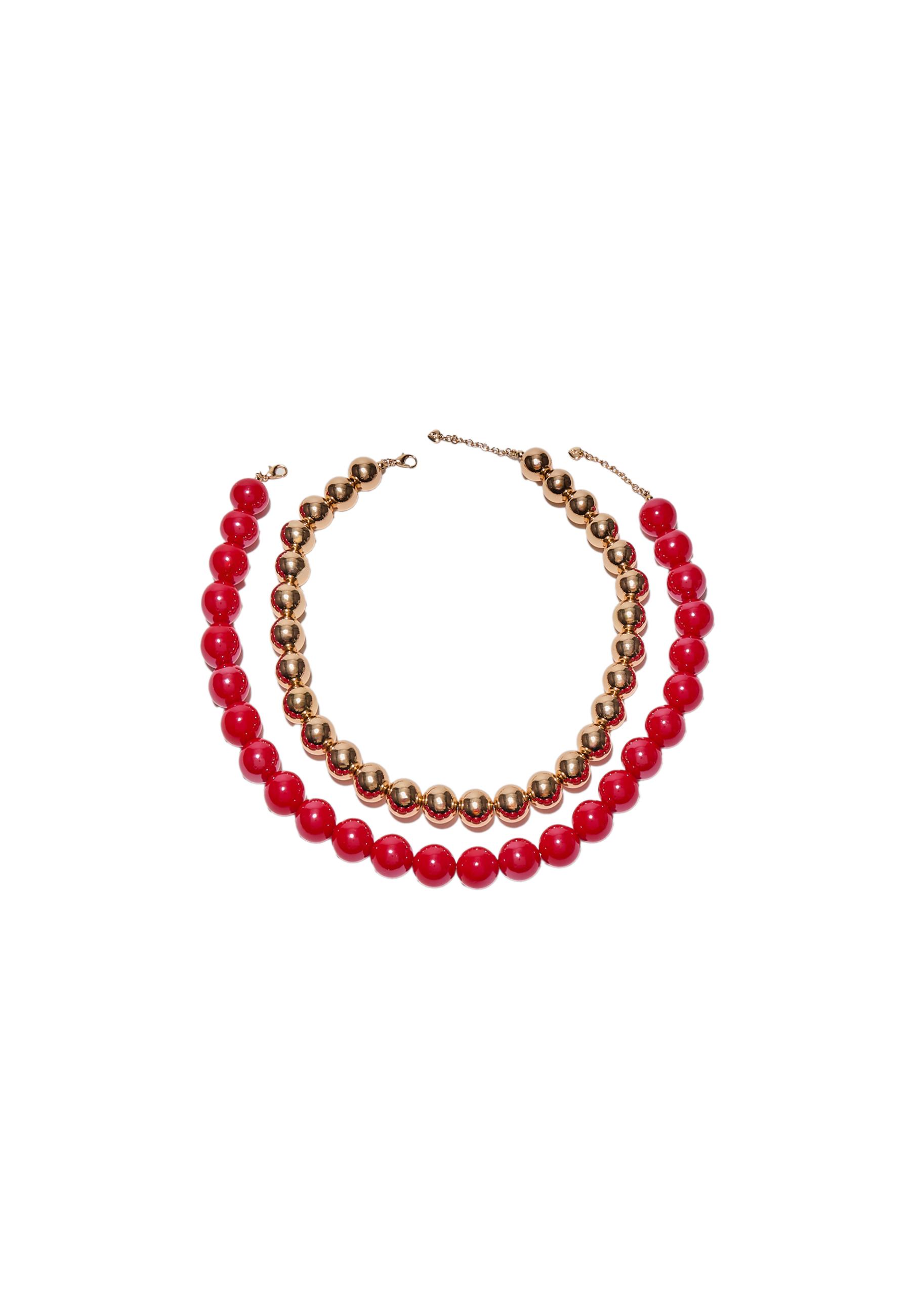Set of 2 bead necklaces — Red