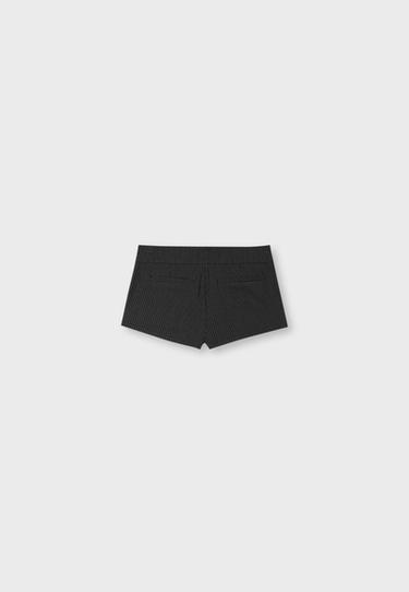 Striped bengaline shorts — Black 8