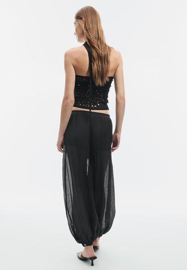 Textured sarouel trousers — Black 5