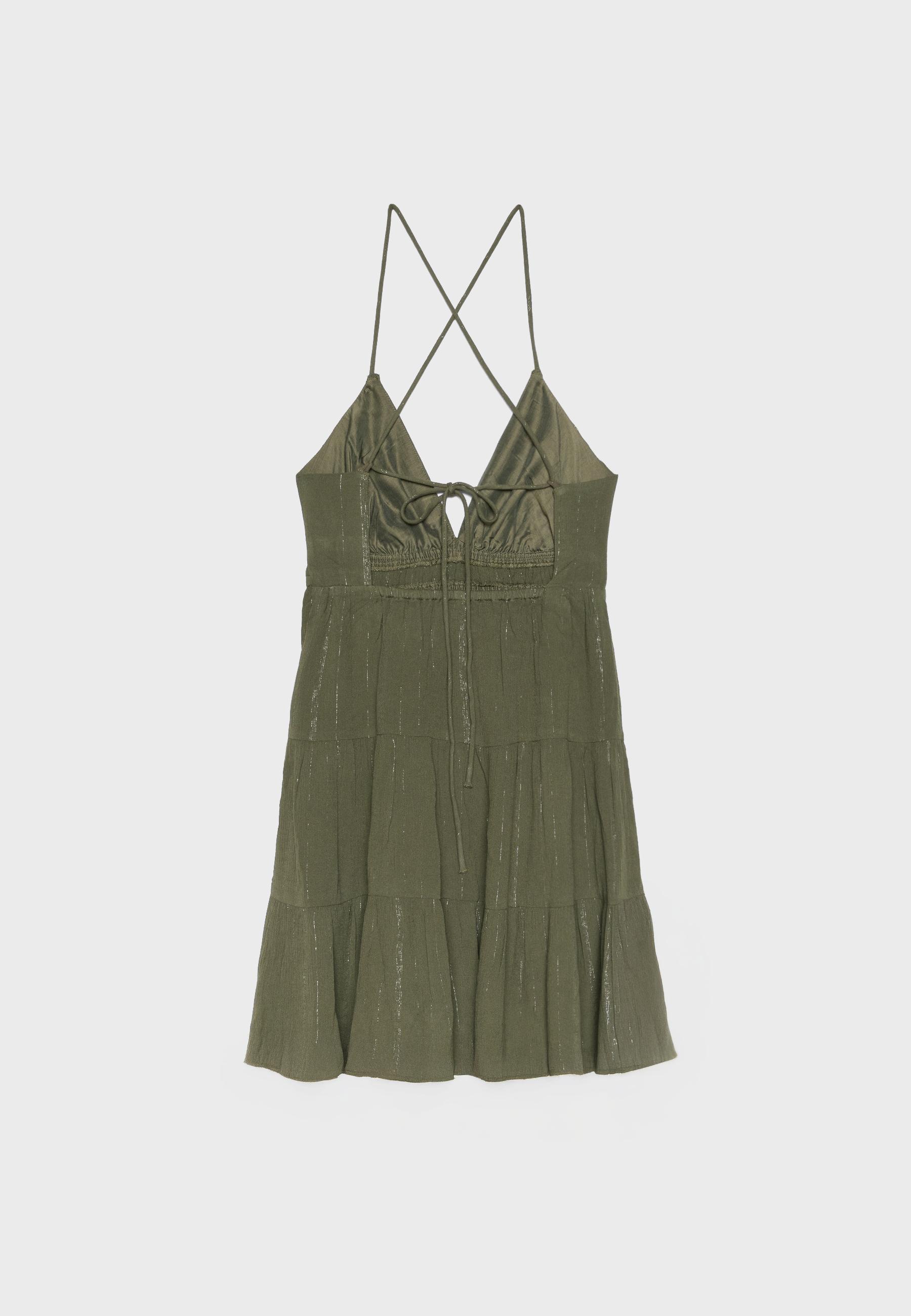 Short dress with open back — Khaki