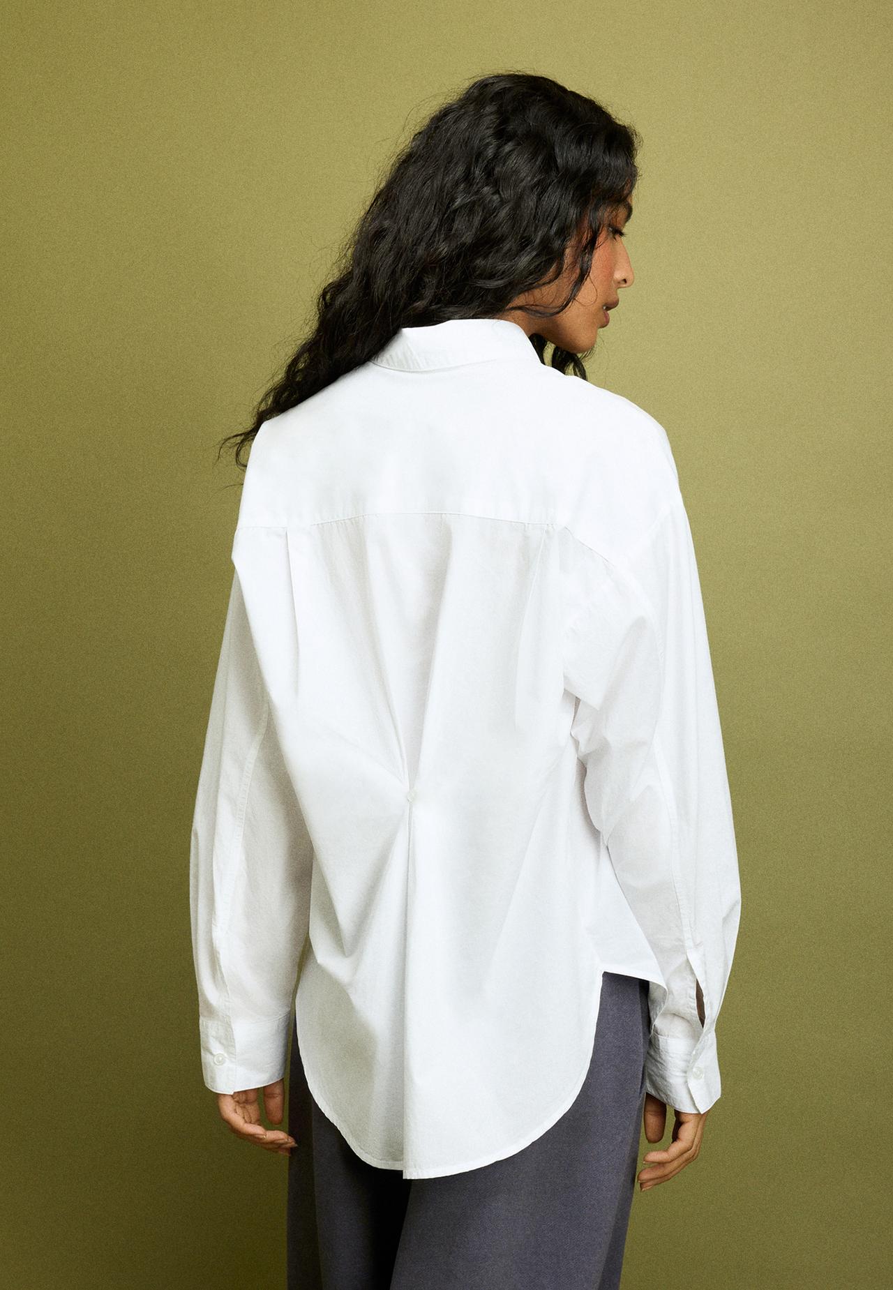 Adjustable regular poplin shirt — White