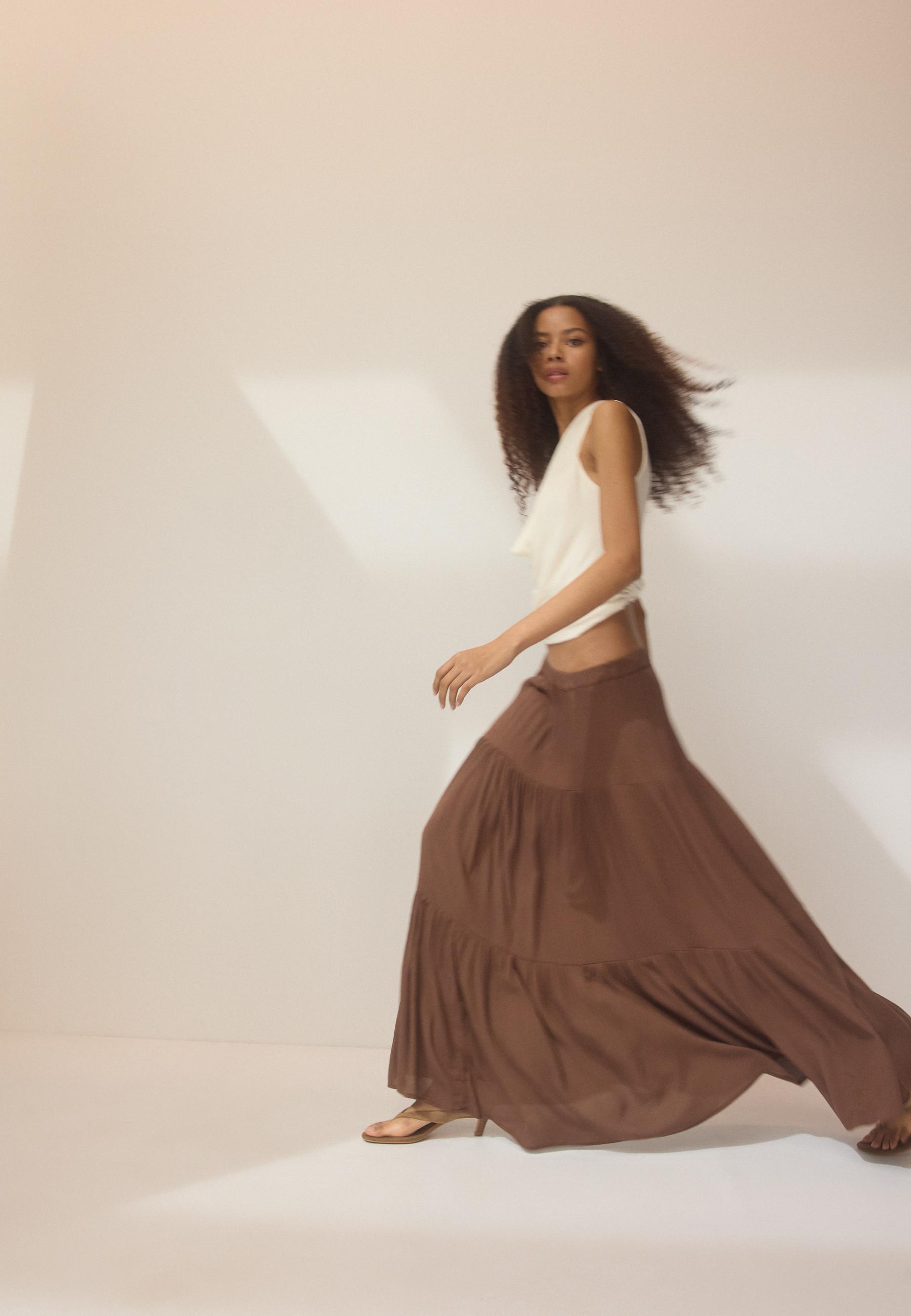 Boho midi skirt — Brown