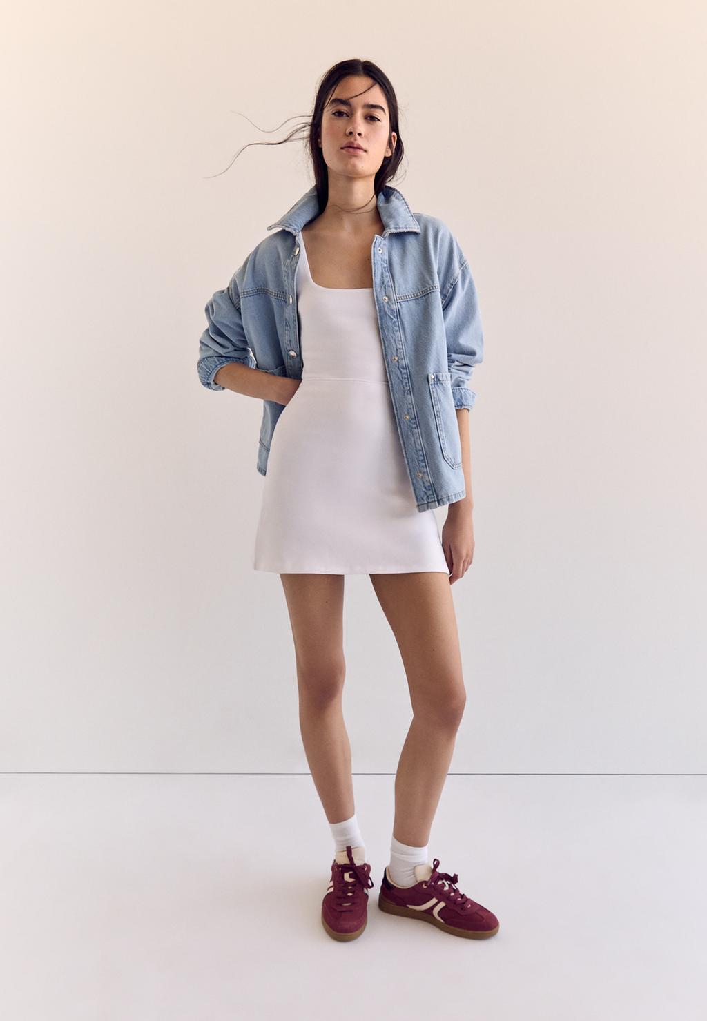 Mono vestido corto tirantes rib