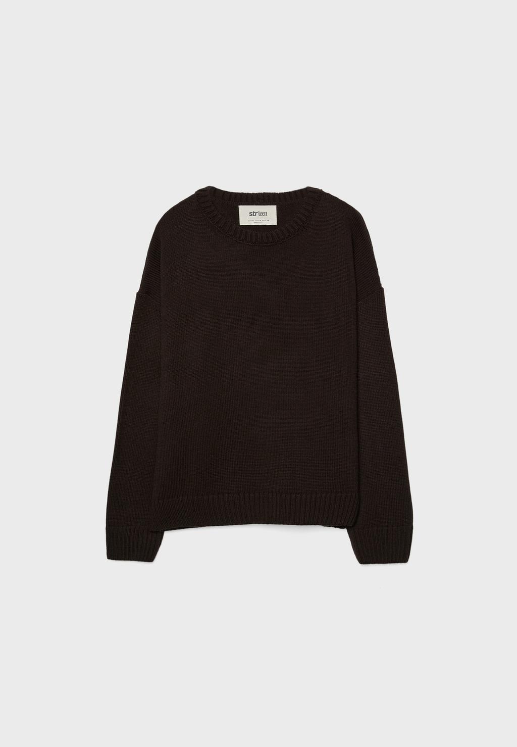 Sweter z dzianiny z okrągłym dekoltem