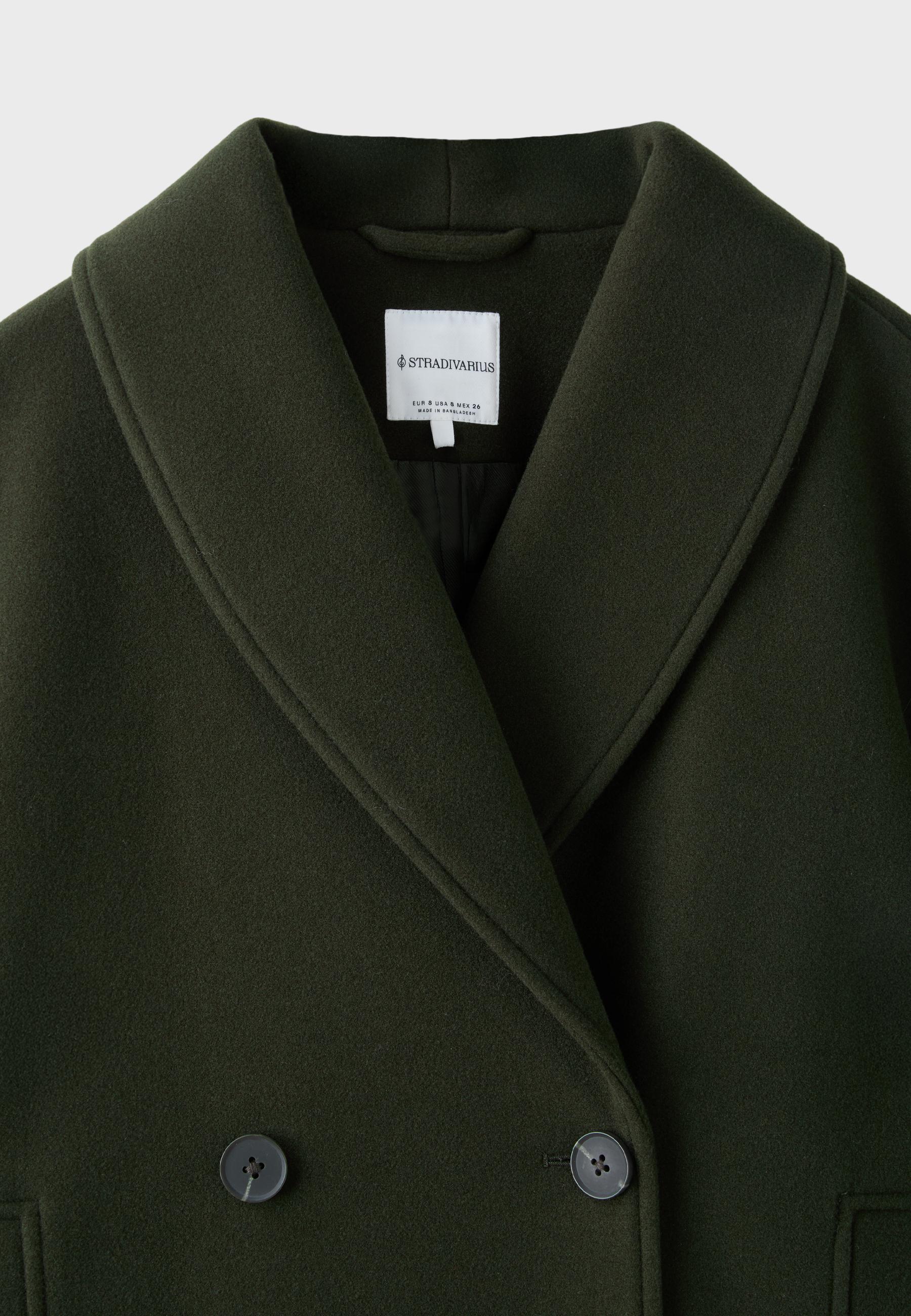 Shawl neck short coat — Khaki