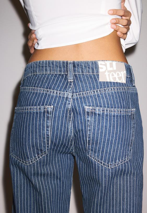 jeans baggy taille moyenne a rayures