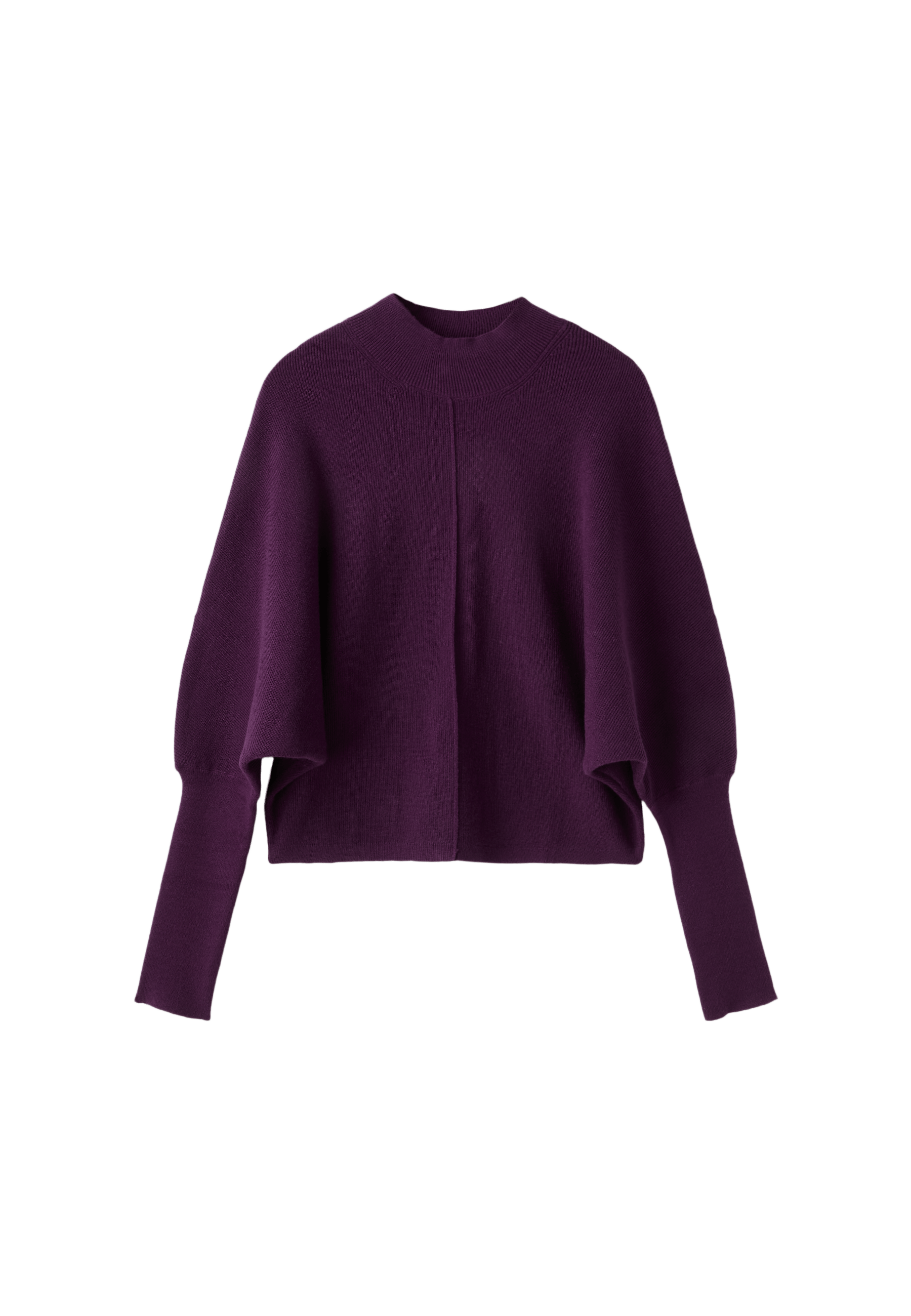 Batwing sleeve mock neck knit sweater — Dark purple