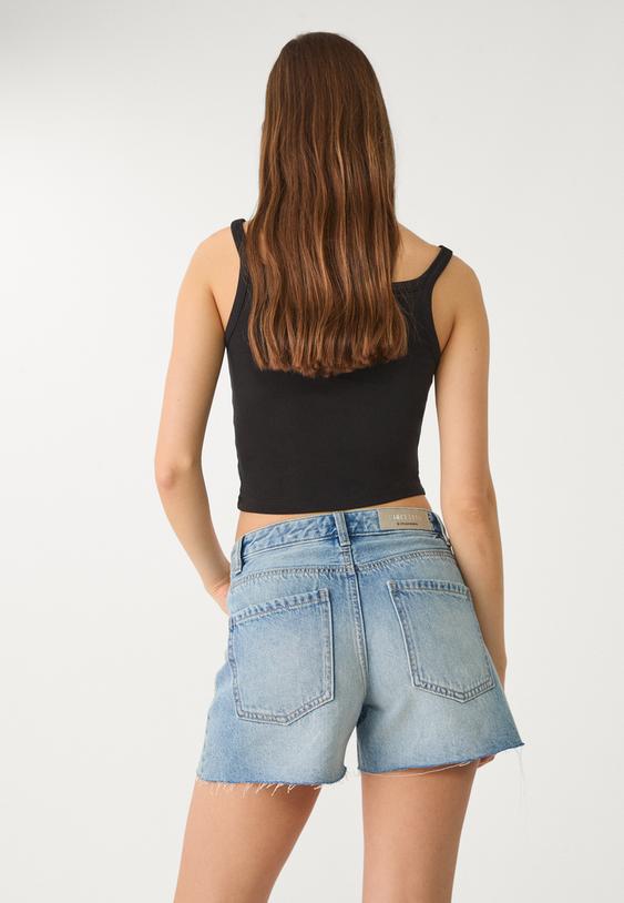 Parıltılı denim şort_4