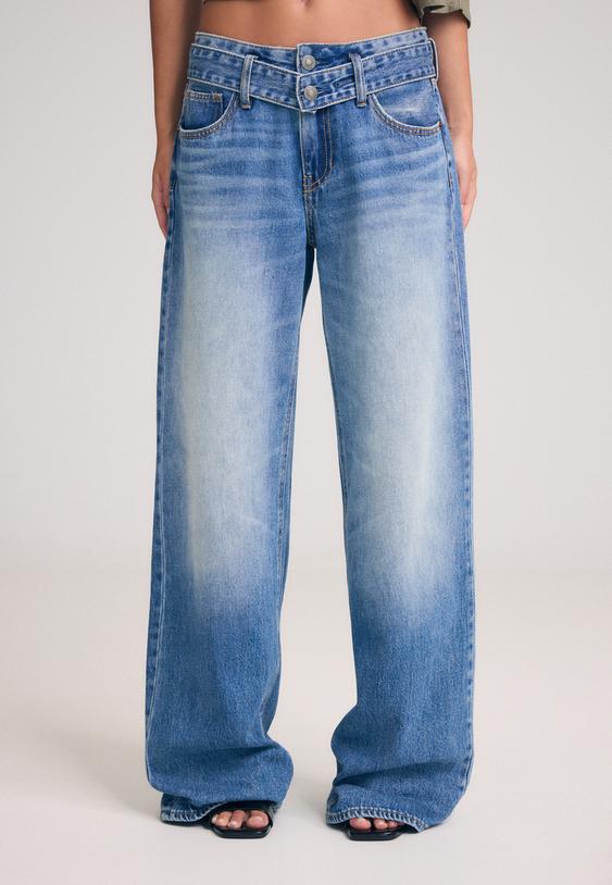 wideleg jeans met dubbele tailleband