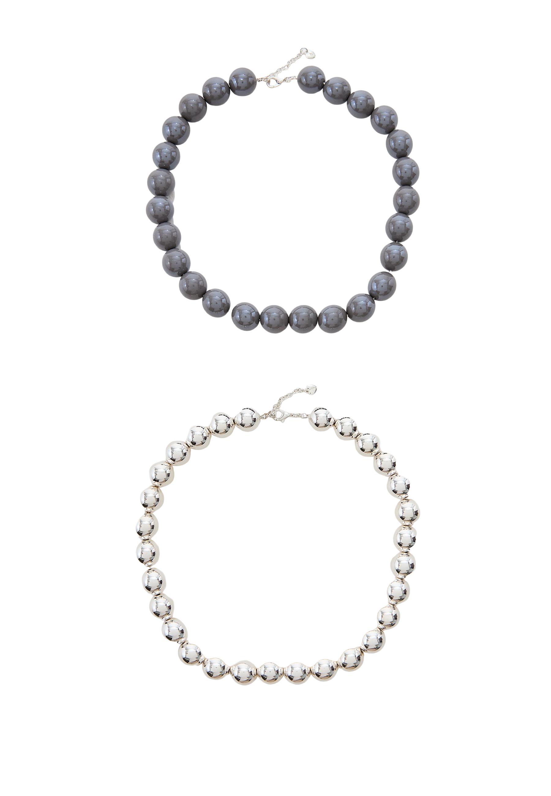 Set of 2 bead necklaces — Grey