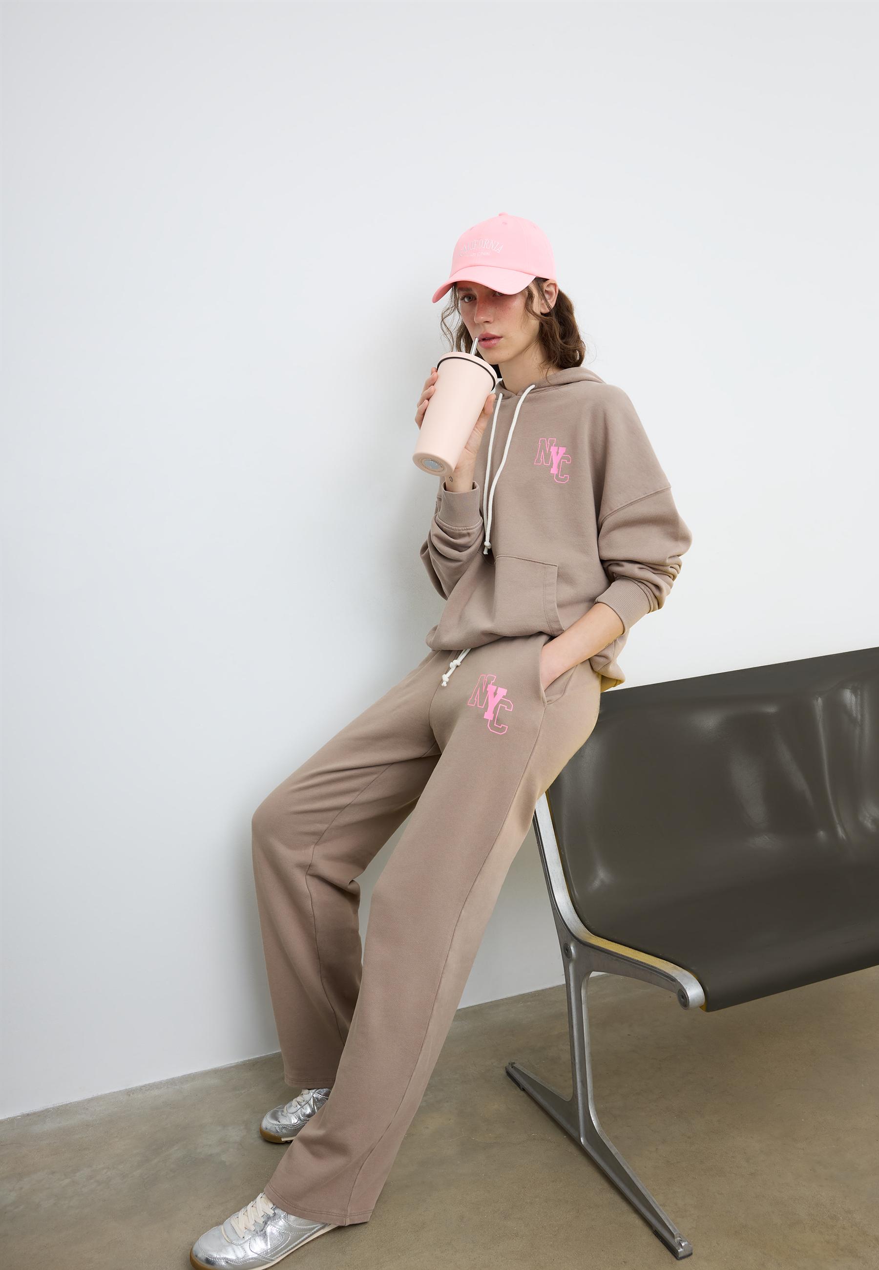 Positional washed effect jogger trousers — Beige