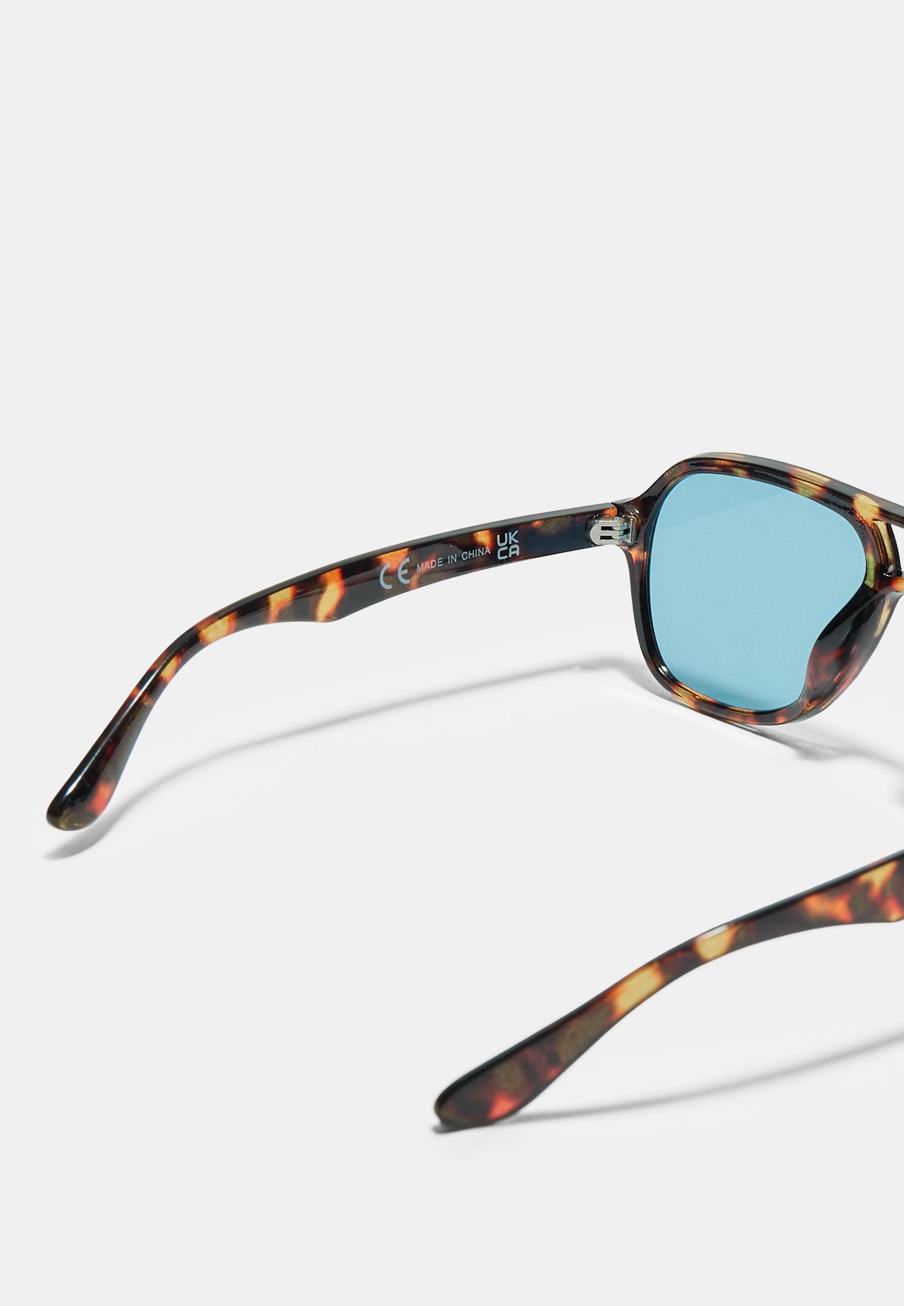 Double bridge resin sunglasses — Blue