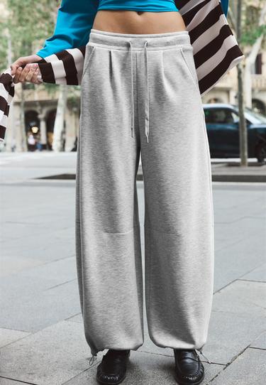 Soft-touch barrel jogger trousers with stoppers — Grey melange 3