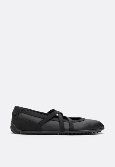 Criss-cross strap sneakerinas — BLACK  1