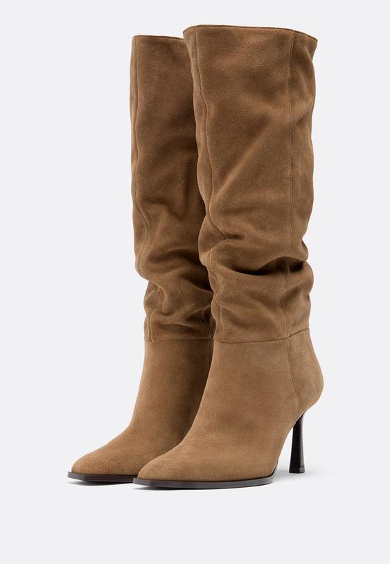 stivali alti tacco slouchy pelle