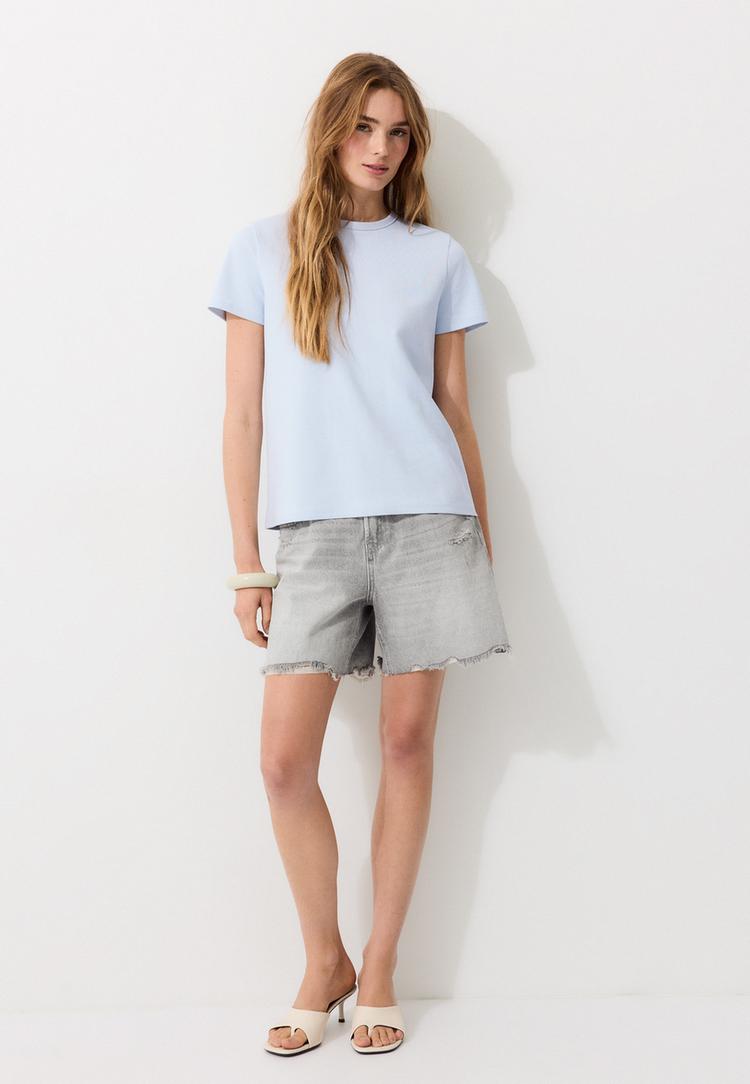 Stradivarius Osnovna Majica Regular Fit, Mekana Na Dodir Sky Blue M