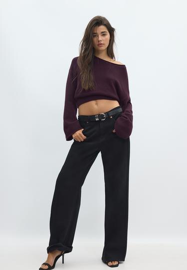 Soft knit sash-detail jumper — AUBERGINE 2