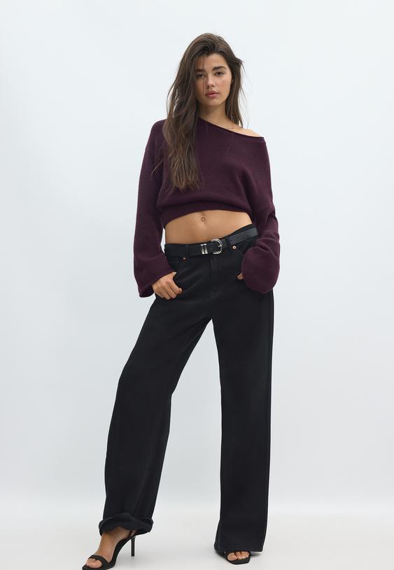 camisola de malha suave com faixa
