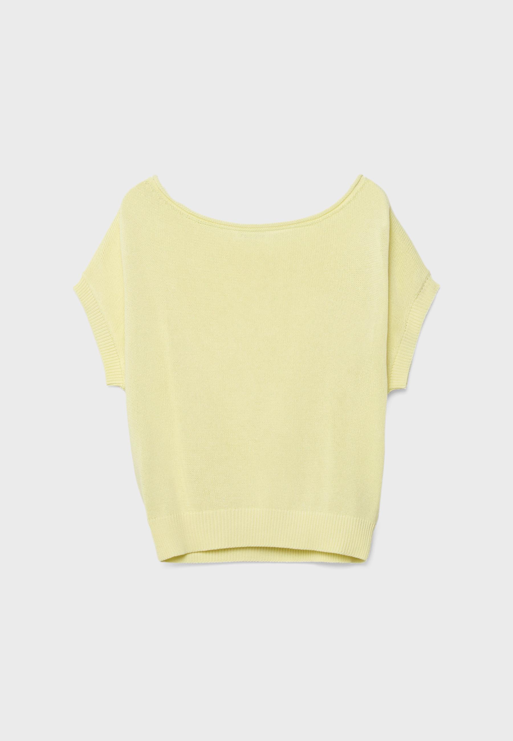 Rustic knit boat neck top — Pastel yellow