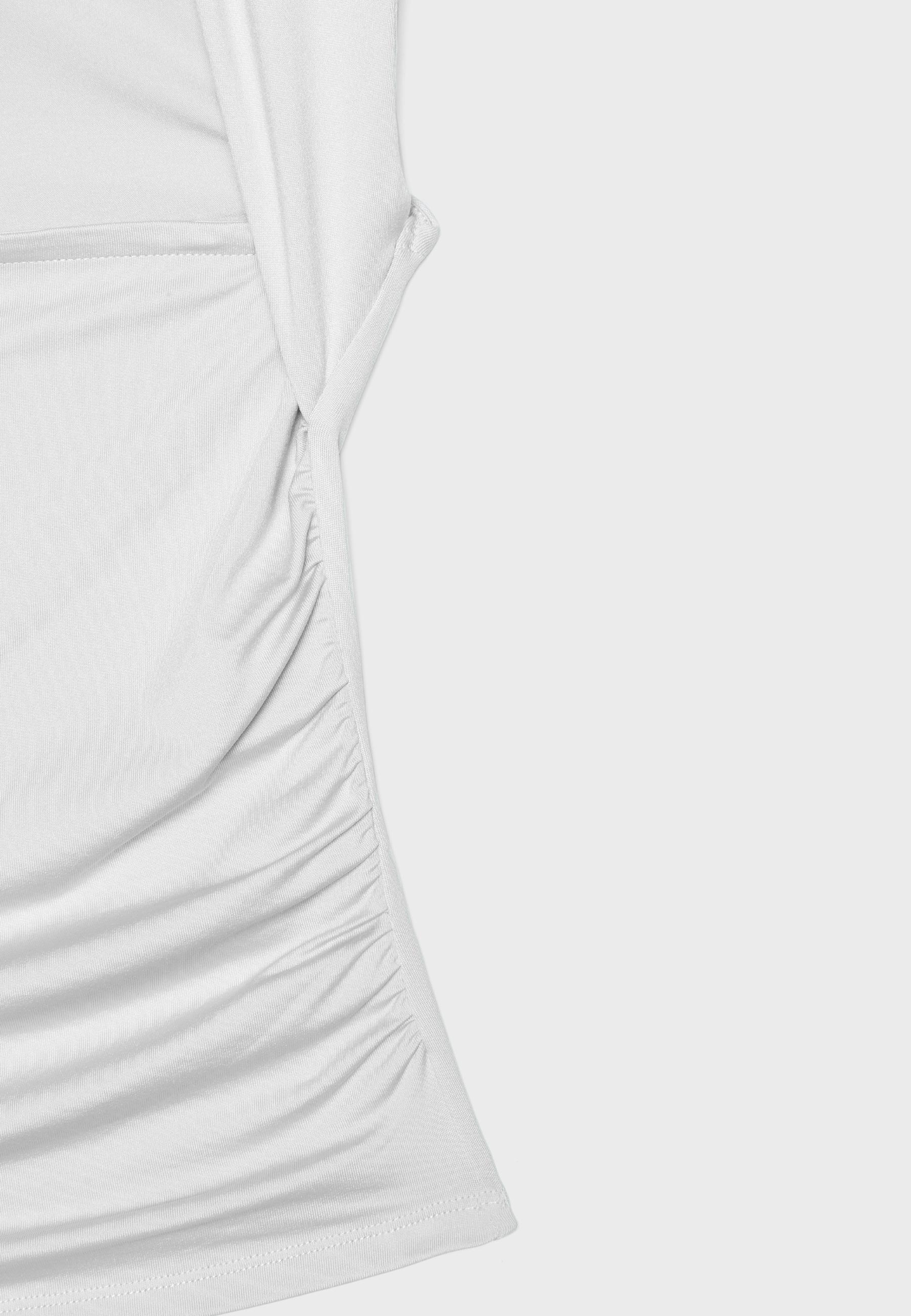 Polyamide Ruched Square Neck T-Shirt — Ecru