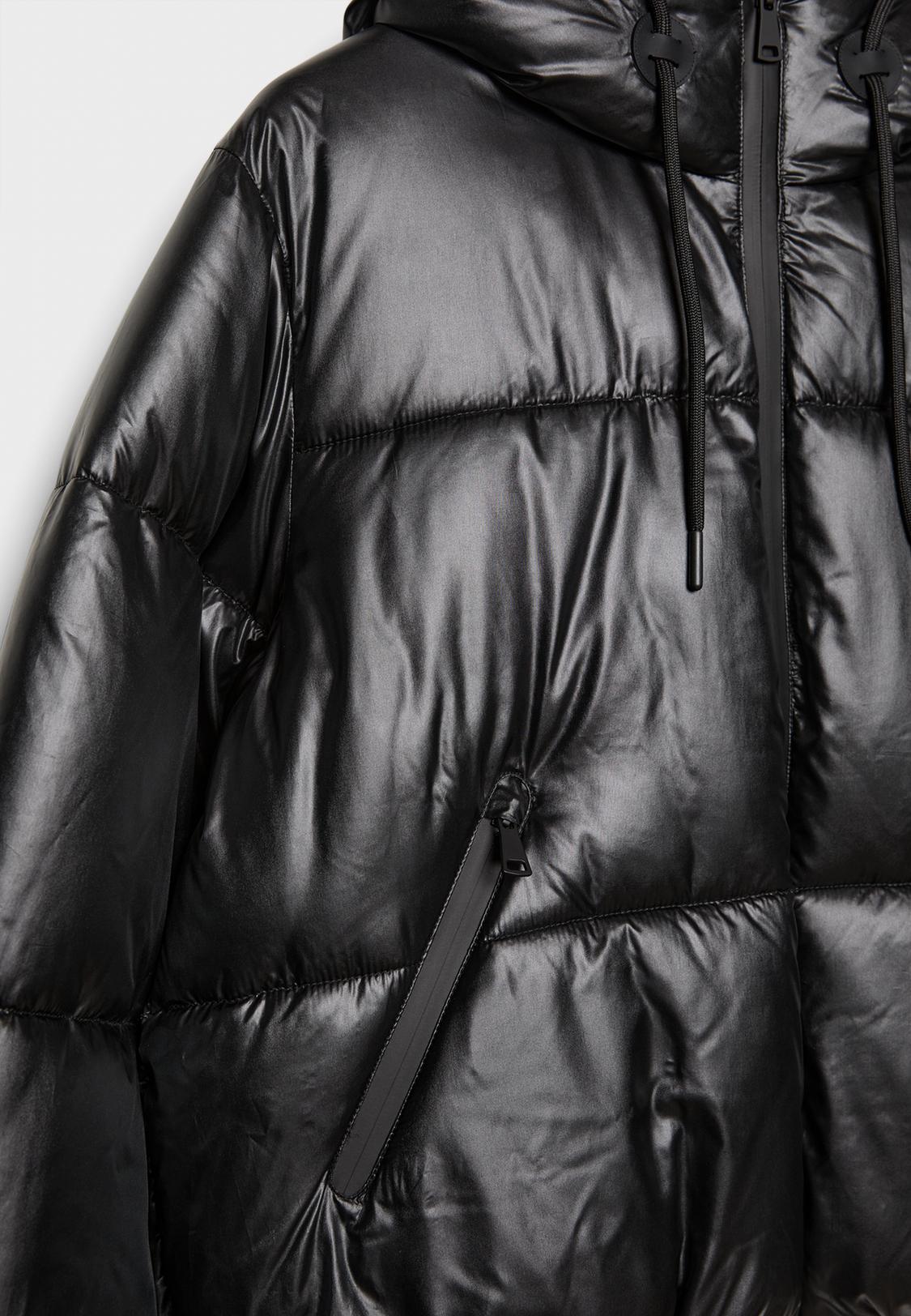 Metallic hooded puffer jacket Women's fashion Stradivarius Serbia