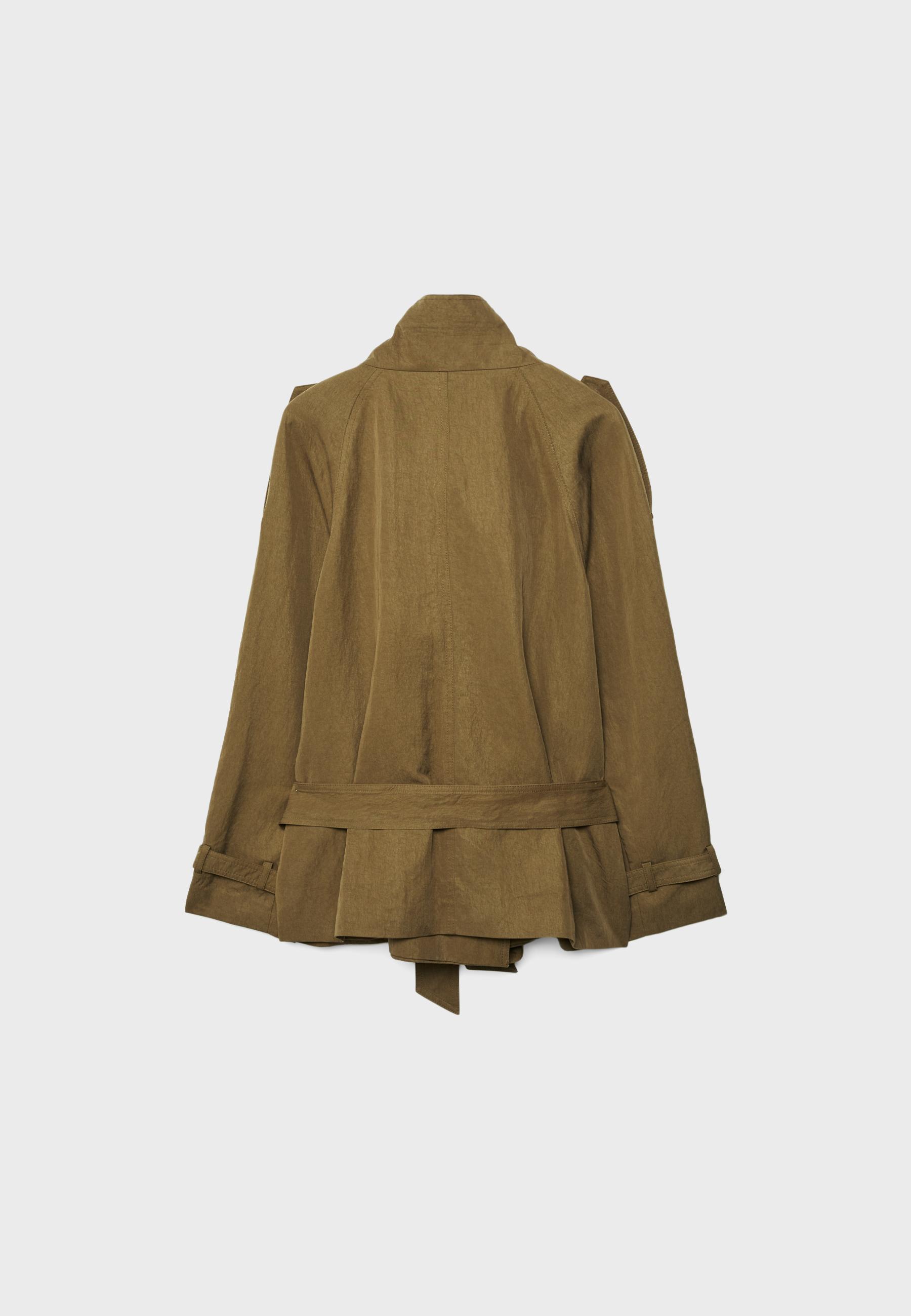Short high neck trench coat — Khaki