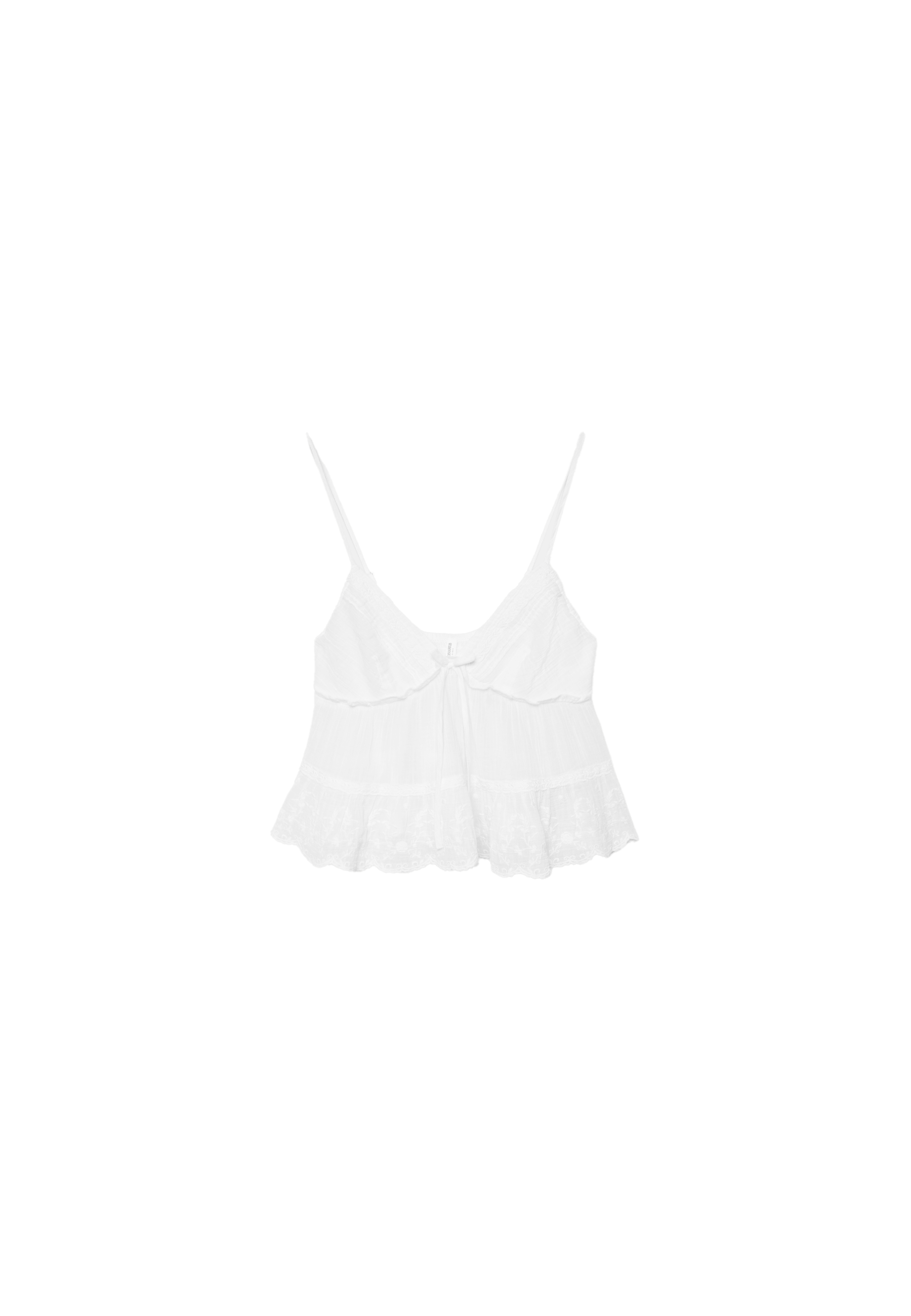 Embroidered flowing strappy top — Ecru