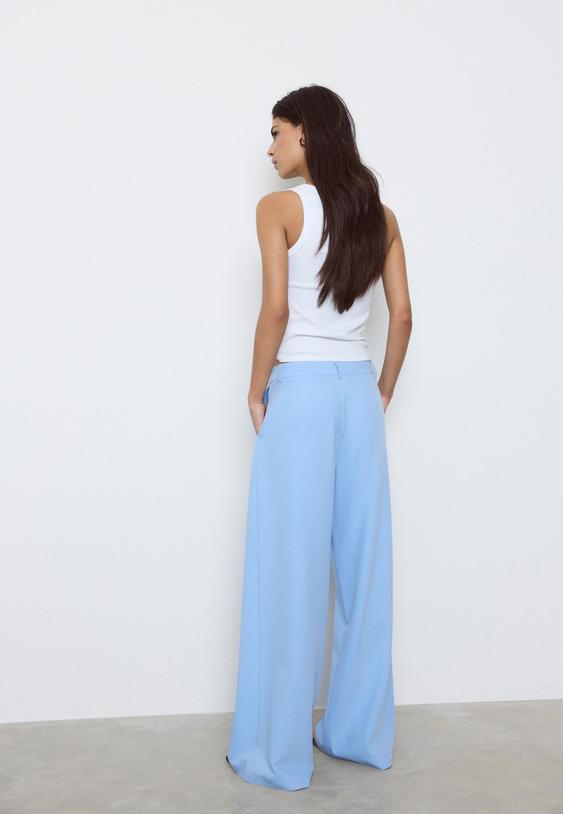 Stradivarius Pantalon Habillé Taille Croisée Bleuet 44