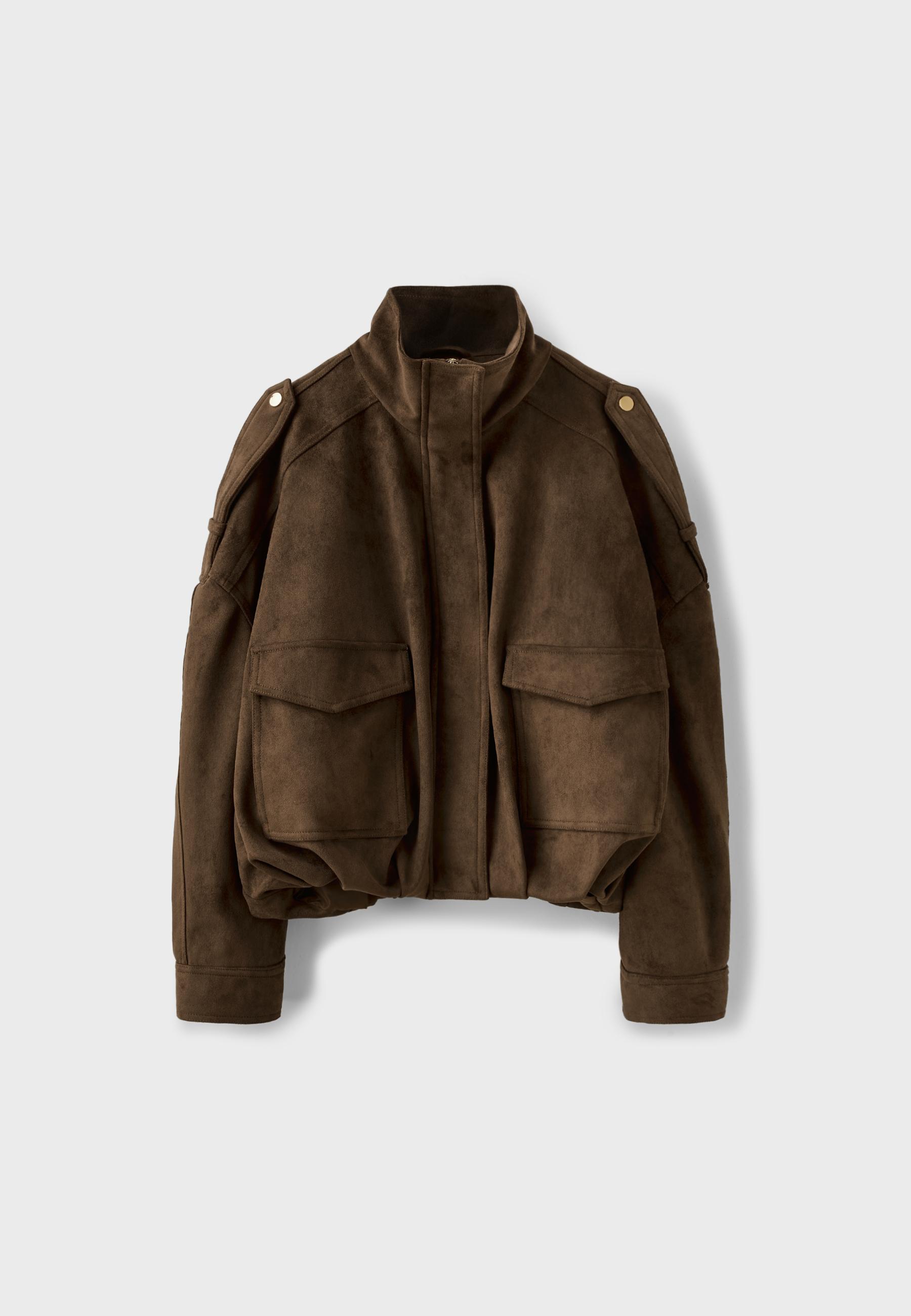 Oversize faux suede jacket — Brown