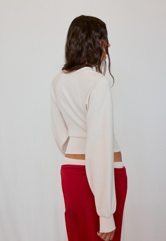 Stradivarius Soft-Touch Fitted Waist Sweatshirt Vanilla L