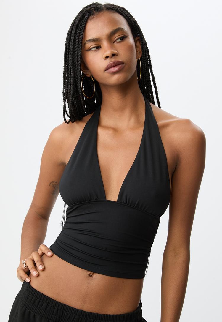 gathered halter top