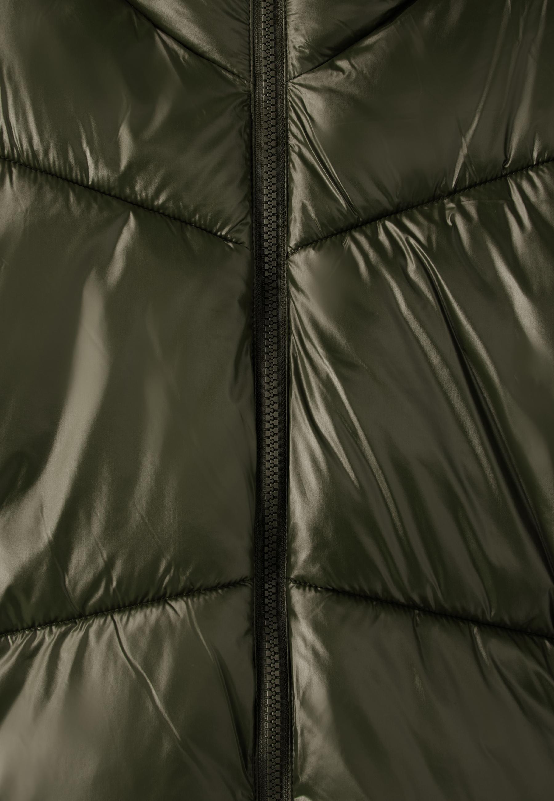 High-neck cropped puffer jacket — Khaki