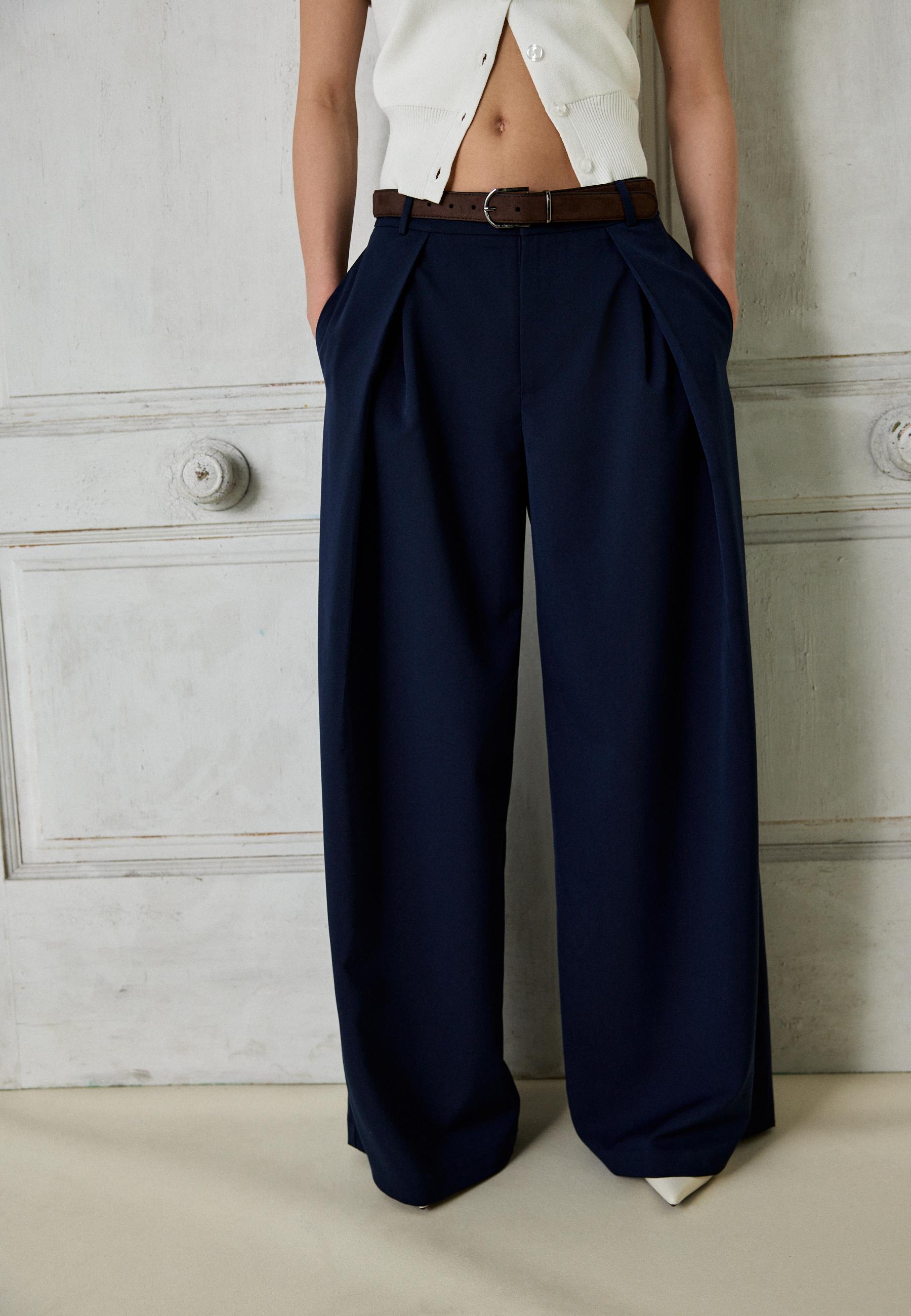 Maxi-dart trousers with belt — Dark blue